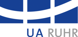 UA Ruhr Logo- blaue Kacheln mit weißen Streifen 